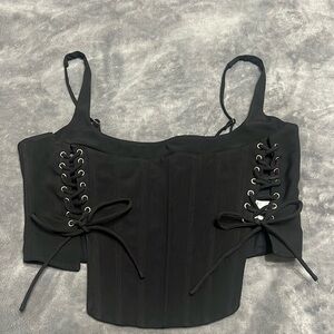 NWOT black WhiteFox corset crop top XL